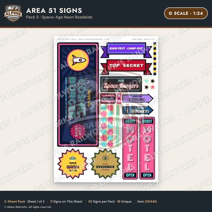 Alpine Railworks 30144G G Scale Area 51 Signs