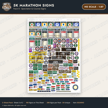 Alpine Railworks 30241HO HO Scale 5K Marathon Signs - Spectator