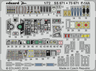Eduard 73671 1/72 F-14A Interior for Hobby Boss (Pre-Painted)