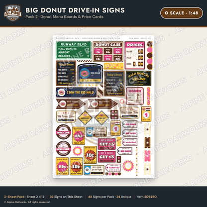 Alpine Railworks 30949O O Scale Roadside Signs - Giant Donut Shop