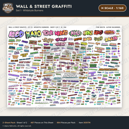 Alpine Railworks 30517N N Scale Wall & Street Graffiti Cut-Outs