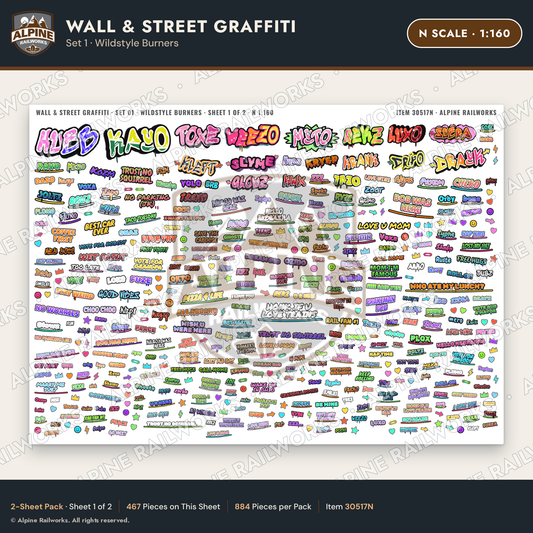 Alpine Railworks 30517N N Scale Wall & Street Graffiti Cut-Outs