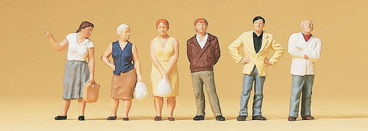 Preiser 10451 HO Scale Passers-By Waiting Figure Set pkg(6)