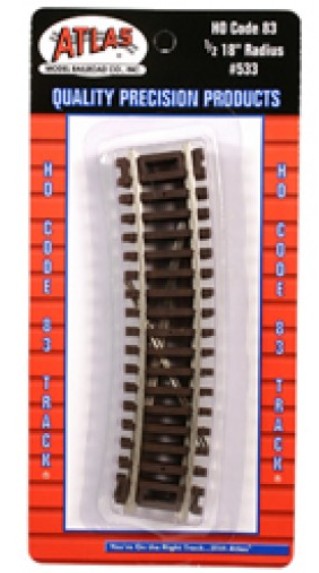 Atlas 533 HO Code 83 1/2-18" Radius Snap Track (4)