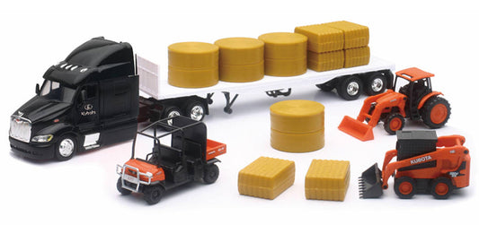 New Ray SS-33363A 1/43 Scale Kubota Hay Transport Playset Playset