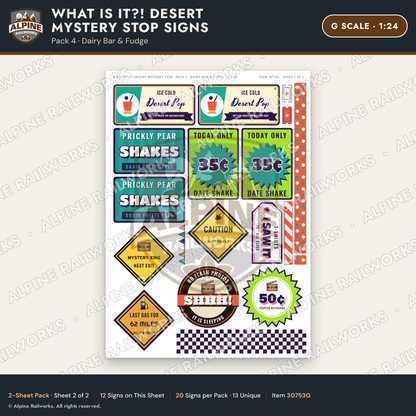 Alpine Railworks 30753G G Scale Roadside Signs - Desert Mystery Stop