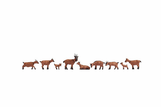 Noch 15752 HO Scale Goats Figure Set, 9 Pieces