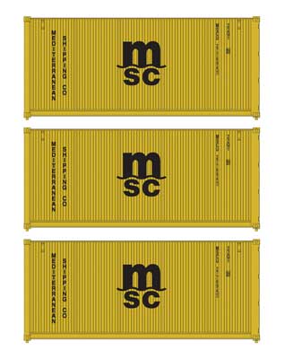 Walthers SceneMaster 18054 HO 20' Container 3-Pack MSC