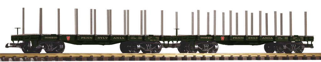 Piko 38784 G Scale PRR Flatcar with Stakes 2-Pack