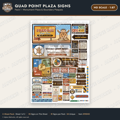 Alpine Railworks 31110HO HO Scale Roadside Signs - Four Corners