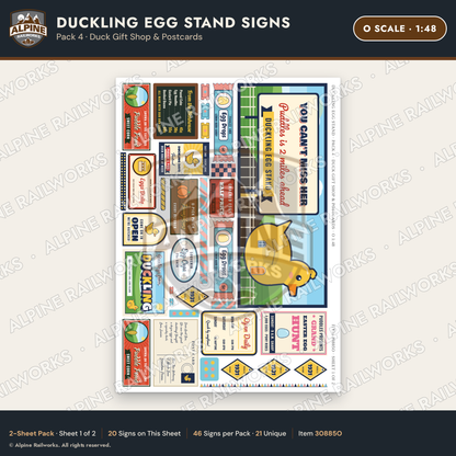 Alpine Railworks 30885O O Scale Roadside Signs - Giant Duck Farm Stand