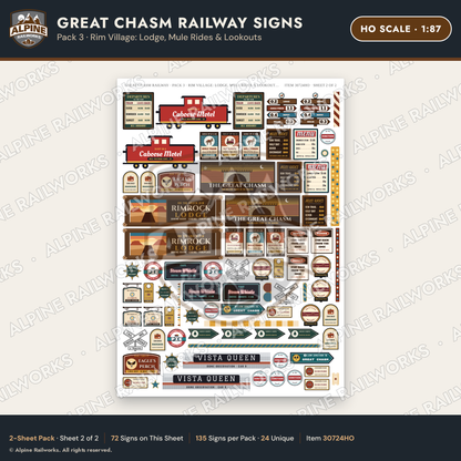 Alpine Railworks 30724HO HO Scale Tourist Signs - Canyon Railway