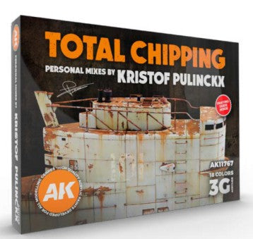 AK Interactive 11767 Total Chipping Effects 3G Acrylic Paint Set (18 Colors) 17m