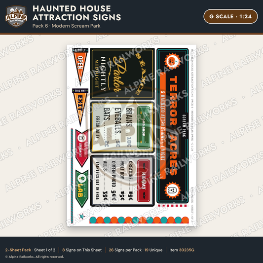 Alpine Railworks 30235G G Scale Haunted House Attraction Signs