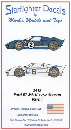 Starfighter Decals 2415 1/24 Ford GT MK.II 1967 Season Pt.1 Car 2