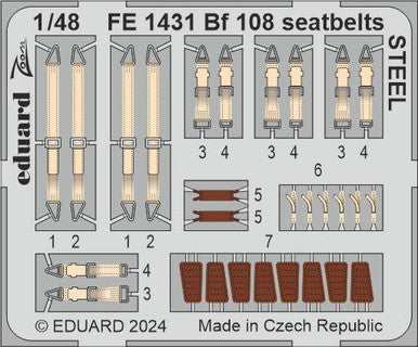 Eduard FE1431 1/48 Bf 108 Seatbelts STEEL for EDUARD