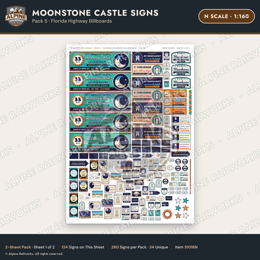 Alpine Railworks 31018N N Scale Roadside Signs - Stone Castle