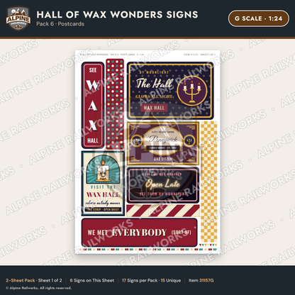 Alpine Railworks 31157G G Scale Roadside Attraction Signs - Wax Museum