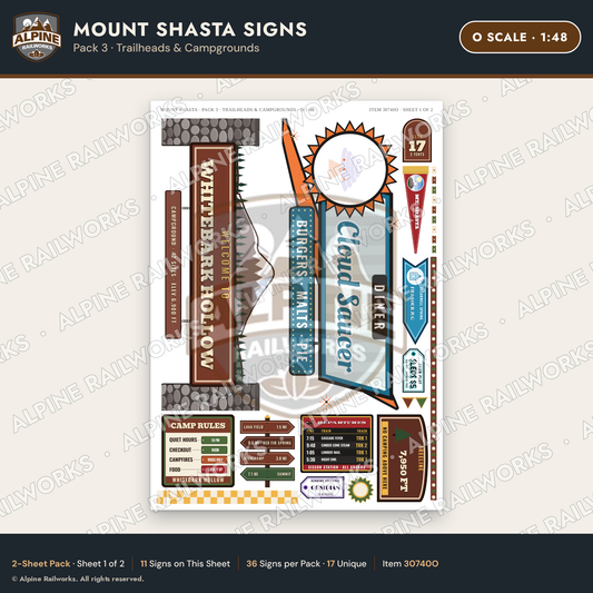 Alpine Railworks 30740O O Scale Tourist Signs - Mount Shasta