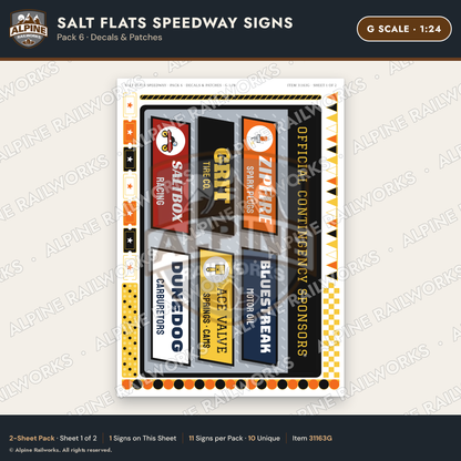 Alpine Railworks 31163G G Scale Racing Signs - Salt Flats Speedway