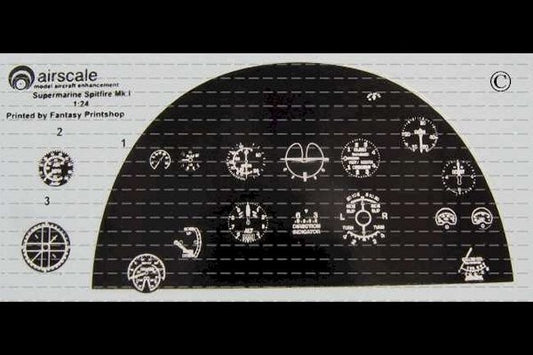 Airscale 2409 1/24 Spitfire Mk 1/Vb Instrument Panel (Decal)