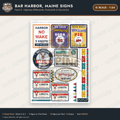 Alpine Railworks 31337G G Scale Bar Harbor ME Signs - Billboards
