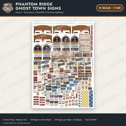 Alpine Railworks 30718N N Scale Roadside Signs - Mountain Ghost Town