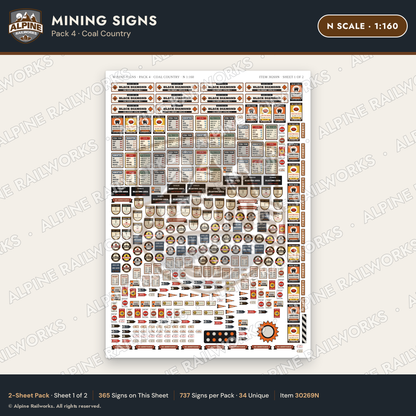 Alpine Railworks 30269N N Scale Mining Signs - Coal Country