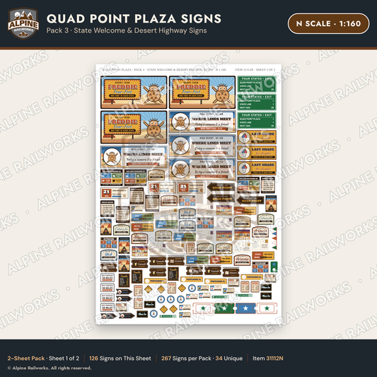 Alpine Railworks 31112N N Scale Roadside Signs - Four Corners