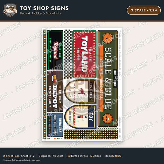 Alpine Railworks 30485G G Scale Toy Shop Signs - Hobby & Model Kits