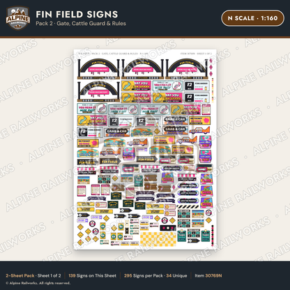 Alpine Railworks 30769N N Scale Roadside Signs - Buried Car Art