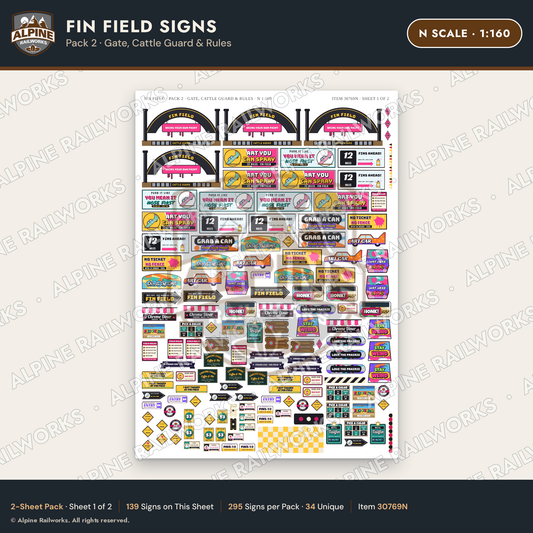 Alpine Railworks 30769N N Scale Roadside Signs - Buried Car Art