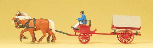 Preiser 30429 HO Scale Horse-Drawn Fire Coal Tender Model