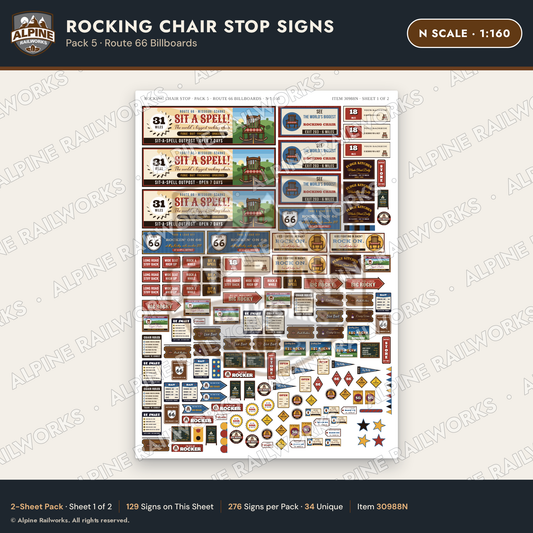 Alpine Railworks 30988N N Scale Roadside Signs - Giant Rocking Chair