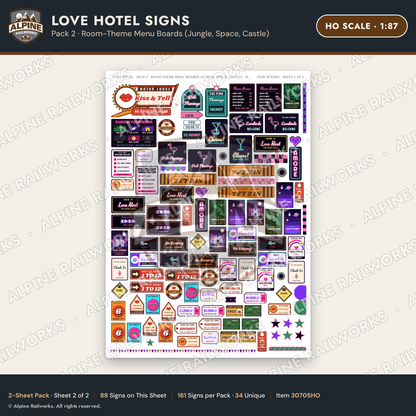 Alpine Railworks 30705HO HO Scale Love Hotel Signs