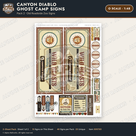 Alpine Railworks 30573O O Scale Roadside Signs - Desert Ghost Town