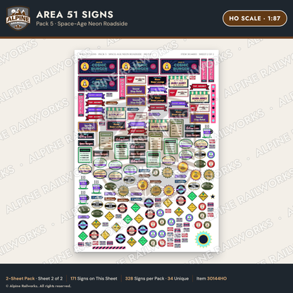 Alpine Railworks 30144HO HO Scale Area 51 Signs