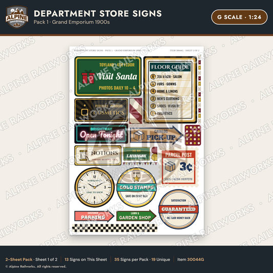 Alpine Railworks 30044G G Scale Department Store Signs