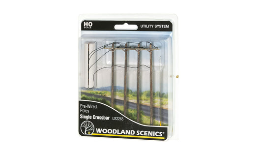 Woodland Scenics US2265 HO Scale Pre-Wired Poles - Single Crossbar