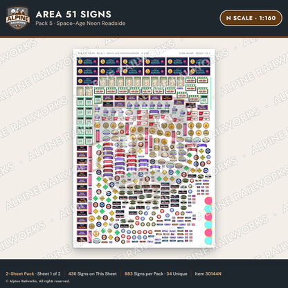 Alpine Railworks 30144N N Scale Area 51 Signs