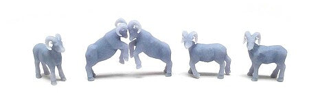 All Scale Miniatures 1600989 N Scale Bighorn Sheep pkg(5)