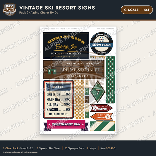 Alpine Railworks 30249G G Scale Vintage Ski Resort Signs
