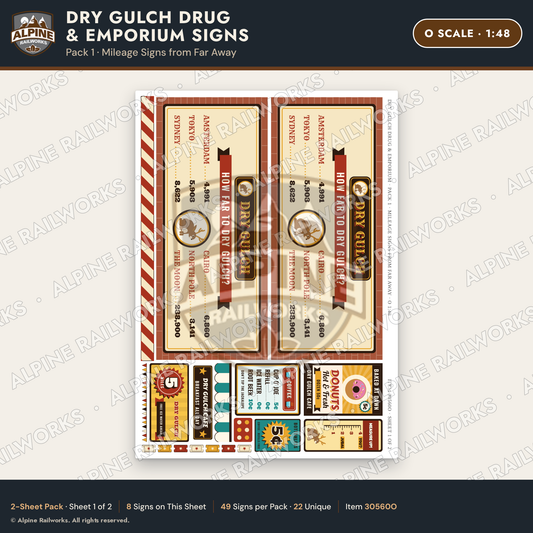 Alpine Railworks 30560O O Scale Roadside Signs - Western Drug Store