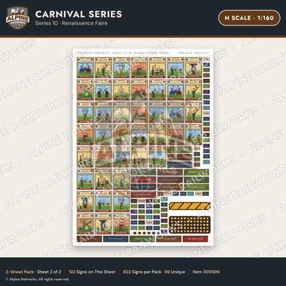 Alpine Railworks 30010N N Scale Carnival Signs - Renaissance Faire