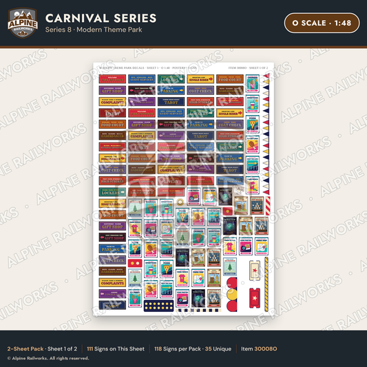 Alpine Railworks 30008O O Scale Carnival Signs - Modern Theme Park