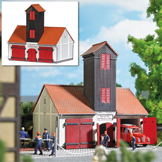 Busch 1660 HO Scale Jonaswalde Firehouse Laser-Cut Wood Kit