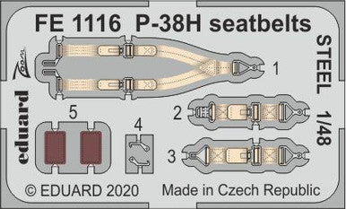 Eduard FE1116 1/48 P-38H Seatbelts STEEL Photo Etch Interior Detail
