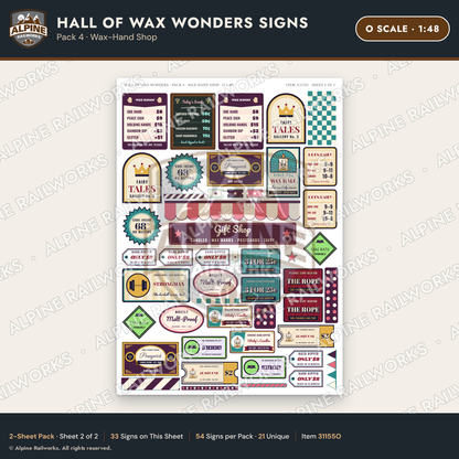 Alpine Railworks 31155O O Scale Roadside Attraction Signs - Wax Museum