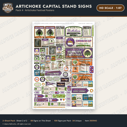 Alpine Railworks 31011HO HO Scale Roadside Signs - Giant Artichoke