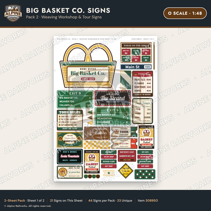 Alpine Railworks 30895O O Scale Roadside Signs - Basket Building